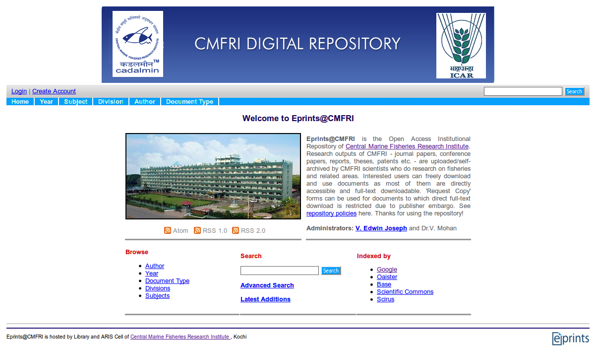 Screen Shot of Eprints@CMFRI