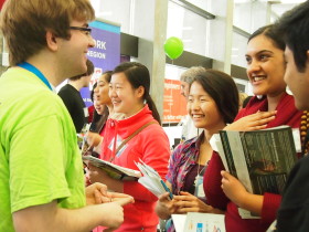 Students interact with enrichment exhibitors at Science Expo 2013: Derive and Integrate.