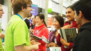 Students interact with enrichment exhibitors at Science Expo 2013: Derive and Integrate. 