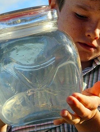 Saxon Thomas with his jellyfish