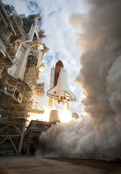 The AMS hitches a ride to the ISS in 2011, to begin its dark matter quest. Photo credit NASA.