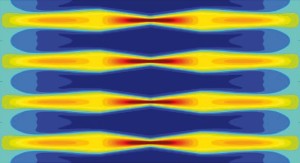 Light waves, shown evolving in time in this simulation, create a cloaking effect at the middle where the light intensity goes to zero. via Nature.com