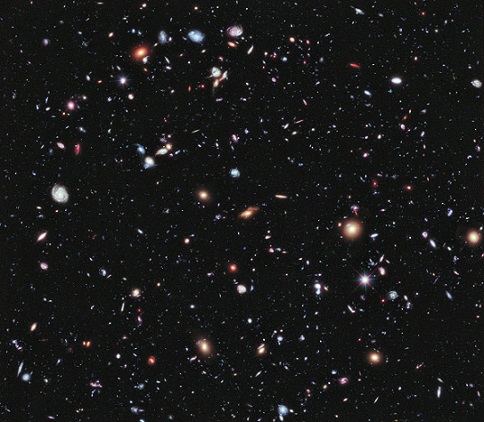 A Hubble Space Telescope view of the universe 13.2 billion years ago, just 500 million years after the Big Bang. Credit: NASA; ESA; G. Illingworth, D. Magee, and P. Oesch, University of California, Santa Cruz; R. Bouwens, Leiden University; and the HUDF09 Team